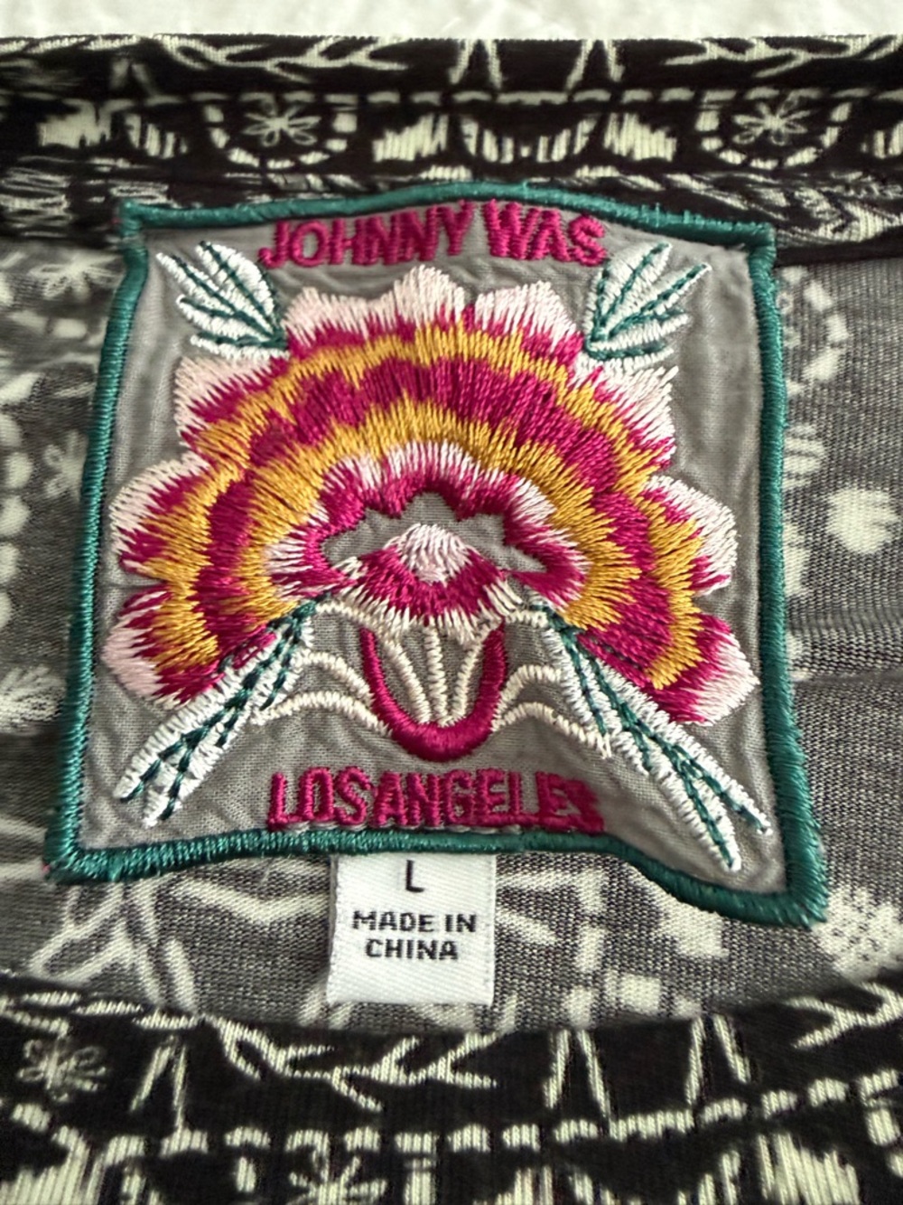 Johnny Was Black Maxi Dress with White Butterfly & Floral Print - Picture 4 of 4